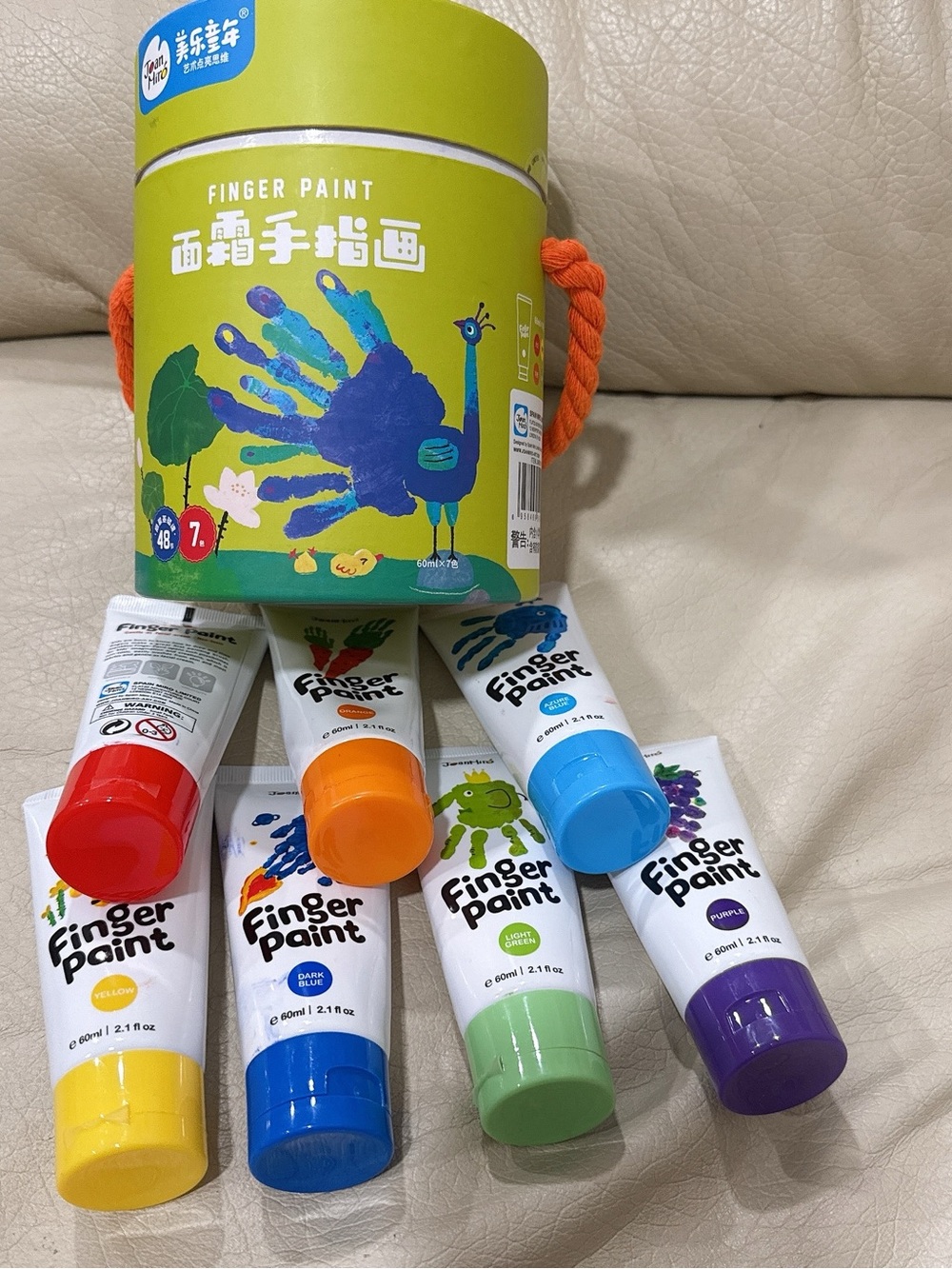 Jar Melo Washable Finger Paints for Toddlers, 7 Colors Large Capacity (2.1fl oz)